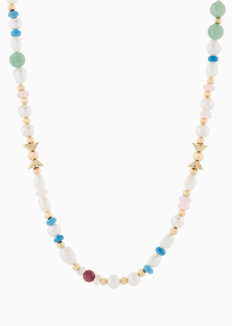 Emporio Armani 女士撞色串珠式龙虾扣时尚优雅项链