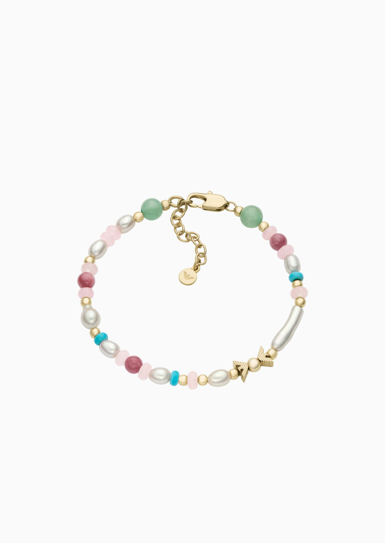 Emporio Armani 女士撞色串珠式龙虾扣时尚优雅手链