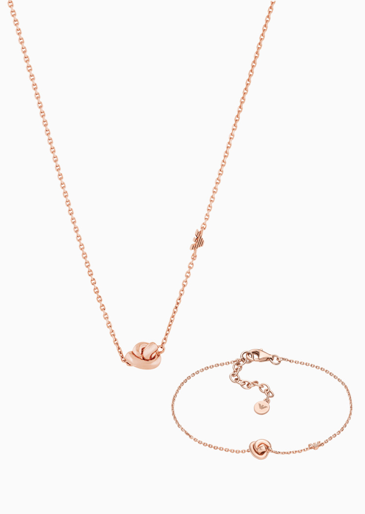 Emporio Armani 女士立体绳结细款项链手链礼盒套装