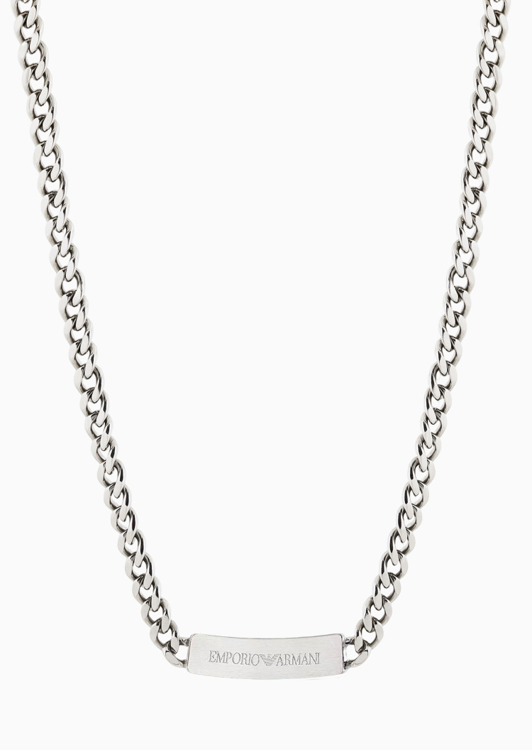 Emporio Armani 曾舜晞同款男士钢质古巴链鹰标饰牌项链