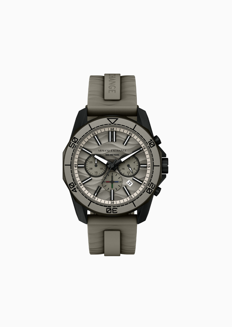 ARMANI EXCHANGE 男士大表盘硅胶腕带时尚石英腕表