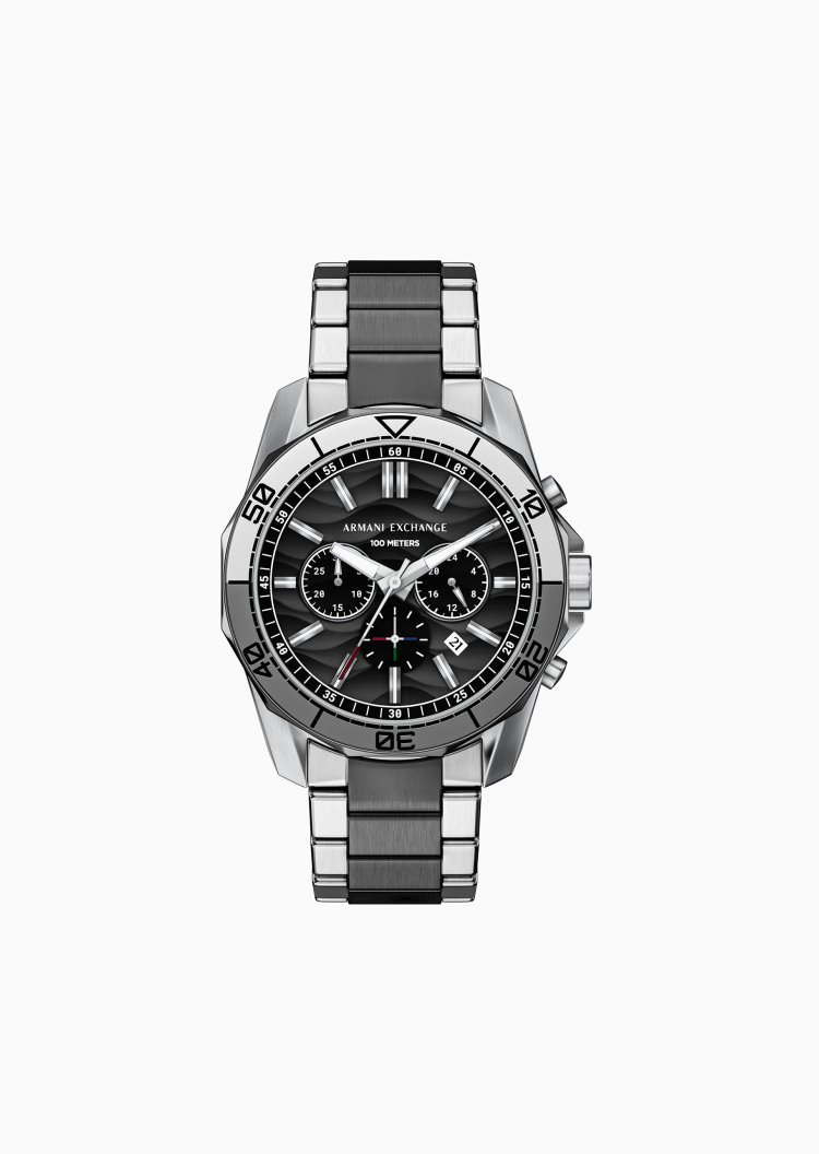 ARMANI EXCHANGE 男士大表盘钢带潮流时尚石英腕表