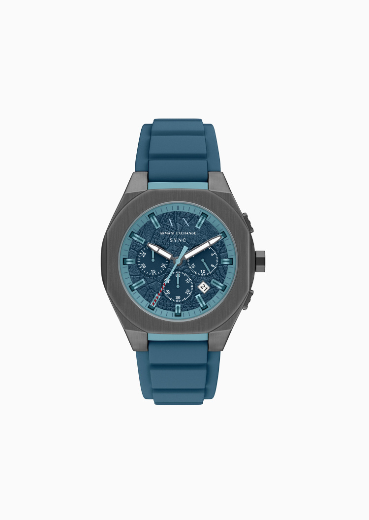ARMANI EXCHANGE 男士八角形大表盘夜光硅胶腕带石英腕表