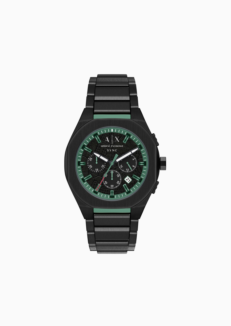 ARMANI EXCHANGE 男士八角形大表盘夜光钢带石英腕表