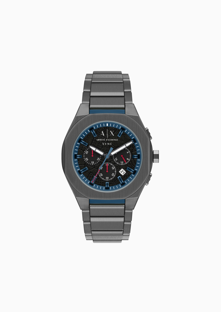 ARMANI EXCHANGE 男士八角形大表盘夜光钢带石英腕表