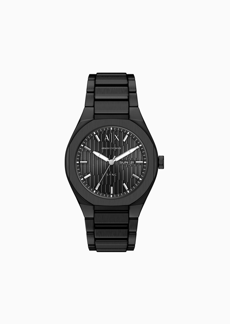 ARMANI EXCHANGE 男士大表盘钢带简约三针石英腕表