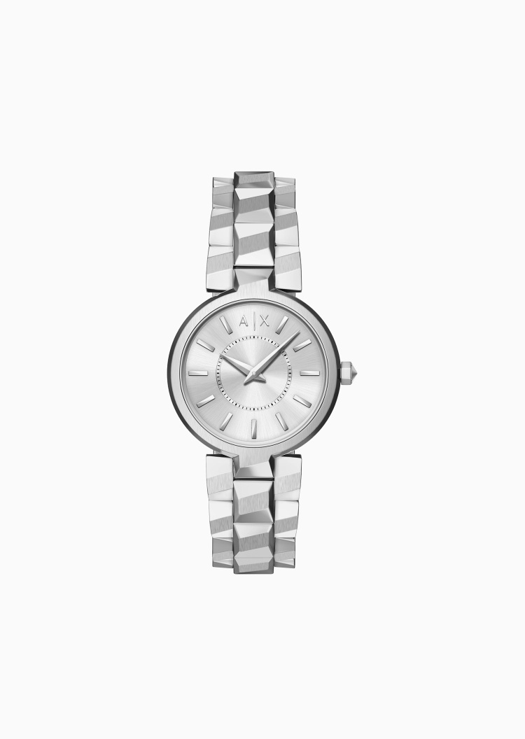 ARMANI EXCHANGE 女士圆形表盘钢带简约时尚石英腕表