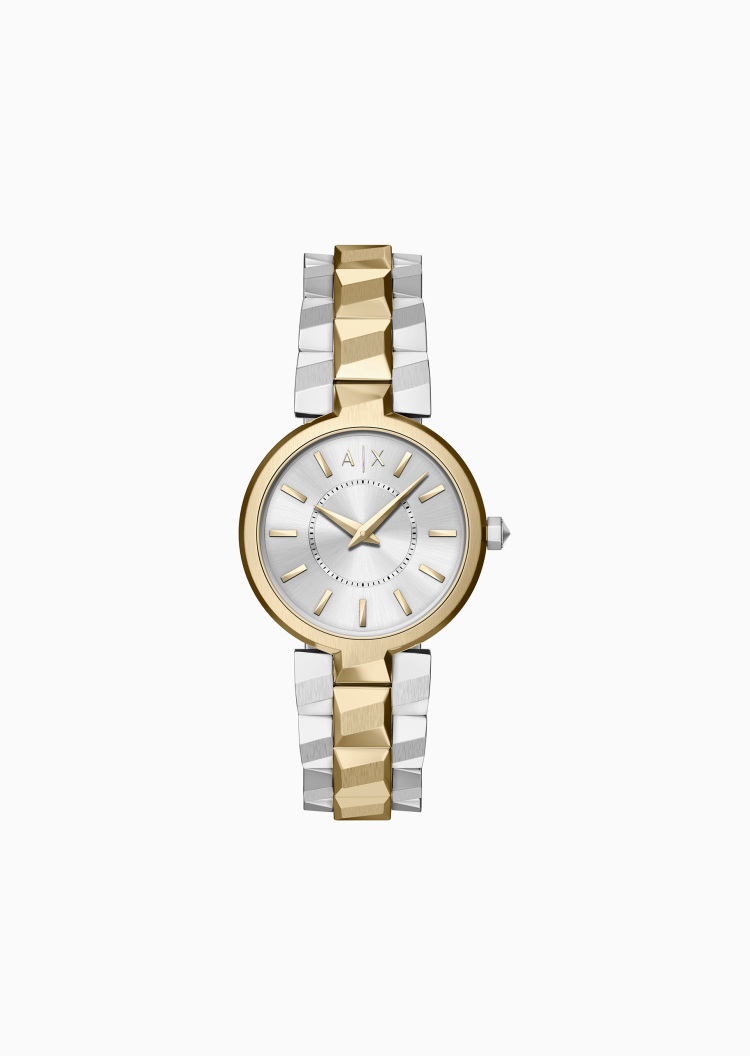 ARMANI EXCHANGE 女士圆形表盘钢带简约时尚石英腕表