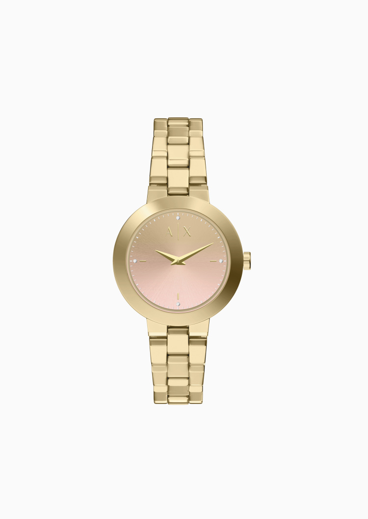 ARMANI EXCHANGE 女士圆形表盘钢带优雅时尚石英腕表