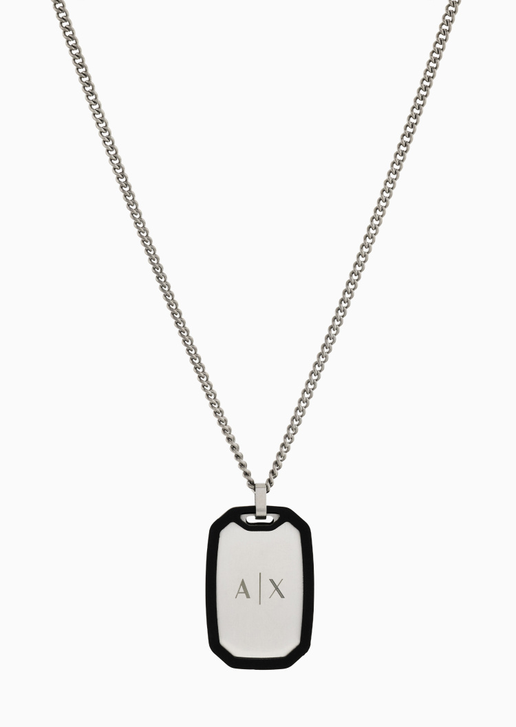 ARMANI EXCHANGE 男士古巴链撞色吊牌龙虾扣潮流项链