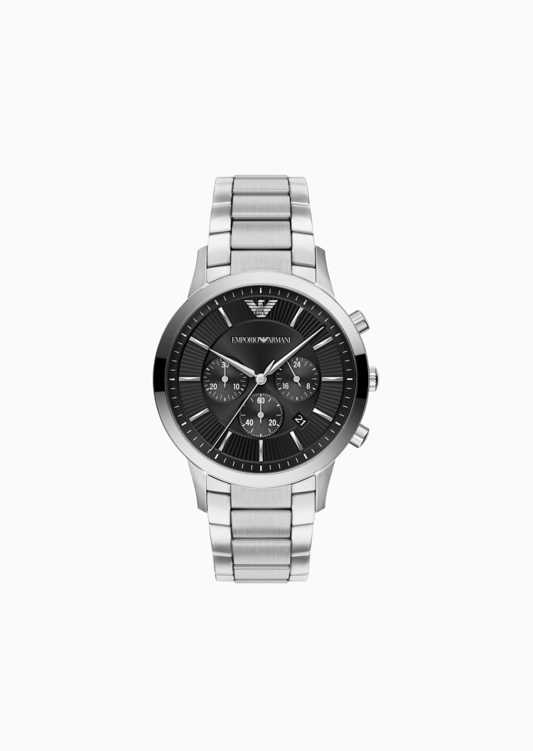 Emporio Armani 【预售】男士圆形大表盘素色钢带石英腕表