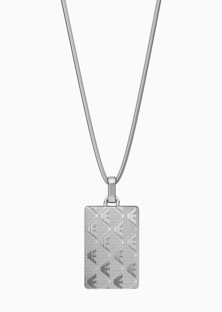Emporio Armani 男士钢质矩形鹰标吊坠时尚潮流项链