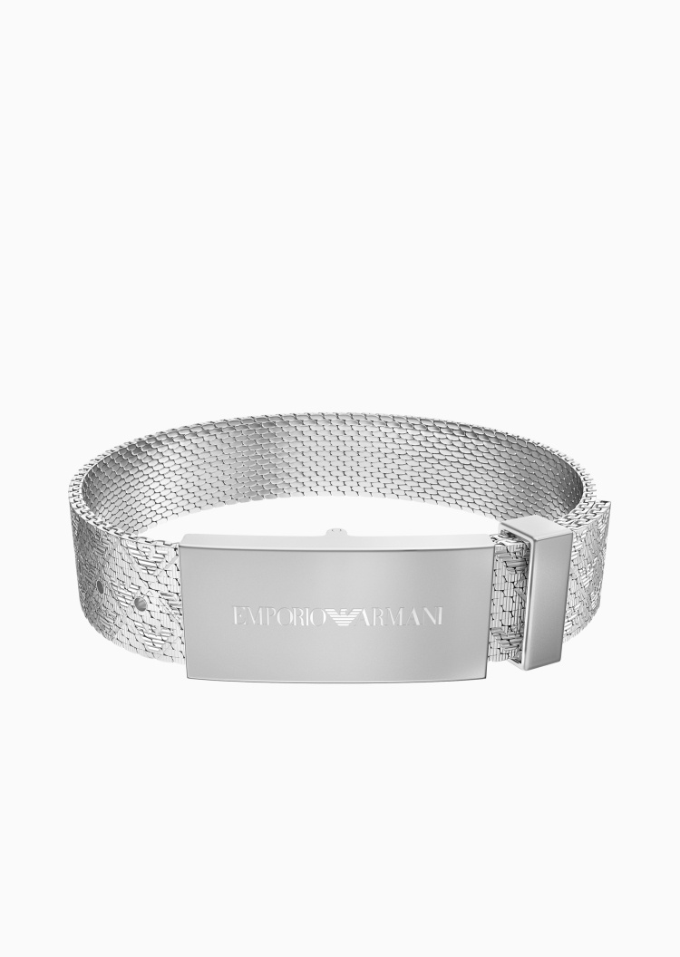 Emporio Armani 男士素色钢质编织网链时尚潮流手链