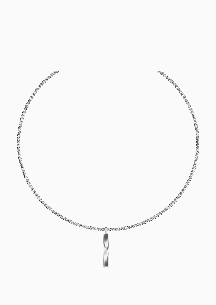 Emporio Armani 男士拉丝钢质扭纹吊坠龙虾扣项链