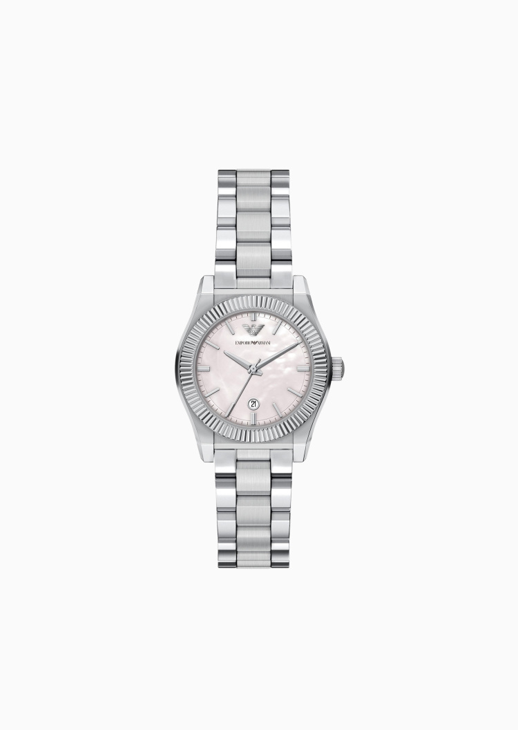 Emporio Armani 女士圆形表盘钢带优雅时尚石英腕表