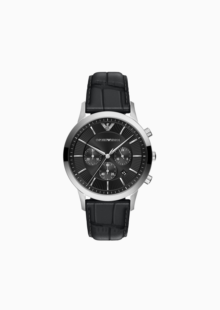 Emporio Armani 男士圆形大表盘针扣皮带石英腕表