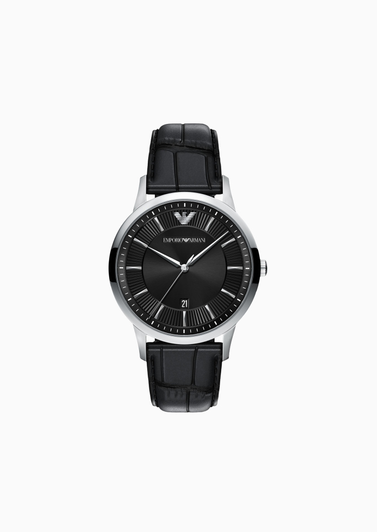 Emporio Armani 男士圆形大表盘皮带三针石英腕表