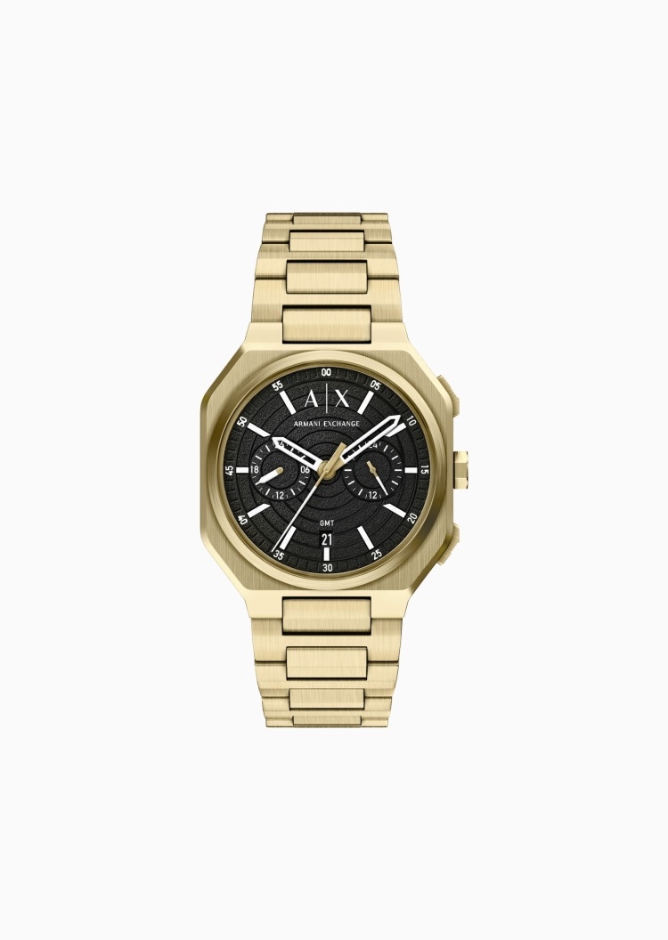 ARMANI EXCHANGE 男士八角形表壳钢带夜光指针石英腕表