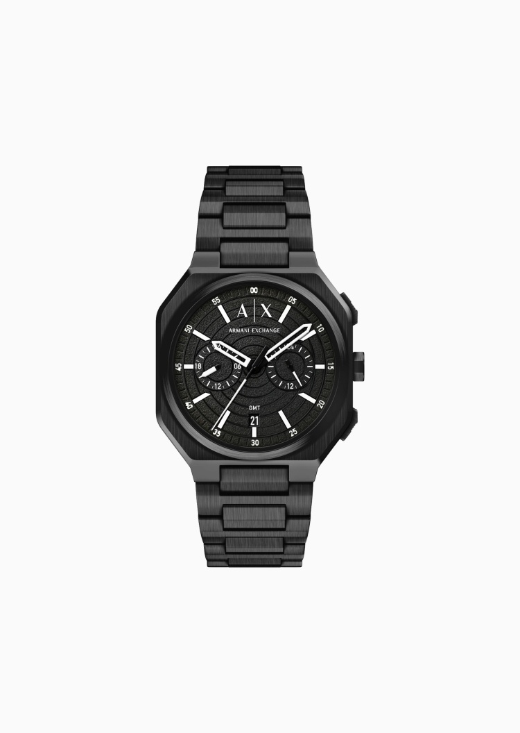 ARMANI EXCHANGE 男士八角形表壳钢带夜光指针石英腕表