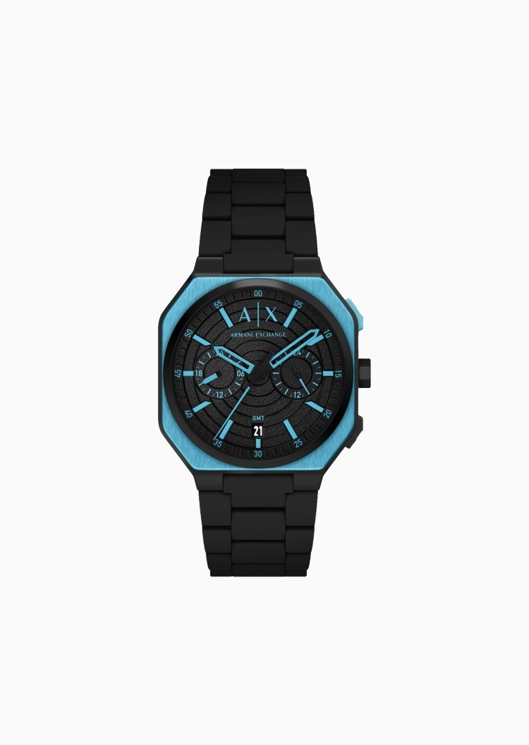 ARMANI EXCHANGE 男士八角形表壳钢带夜光指针石英腕表