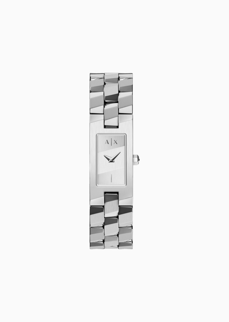 ARMANI EXCHANGE 女士矩形表盘钢带简约双针石英腕表
