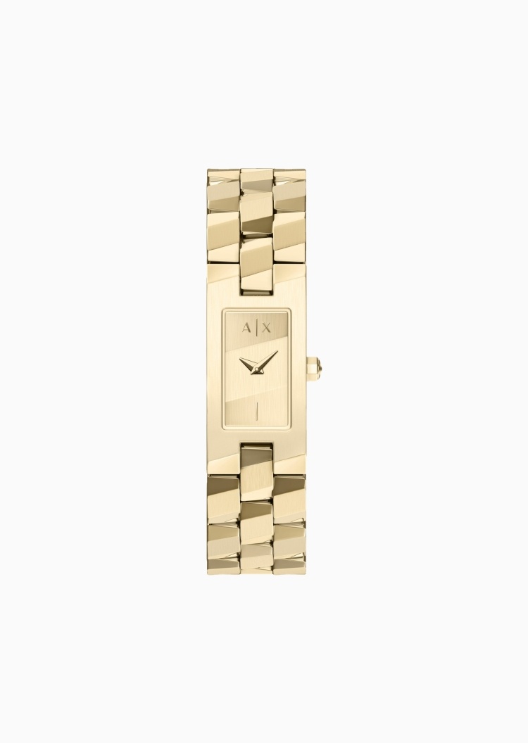 ARMANI EXCHANGE 女士矩形表盘钢带简约双针石英腕表
