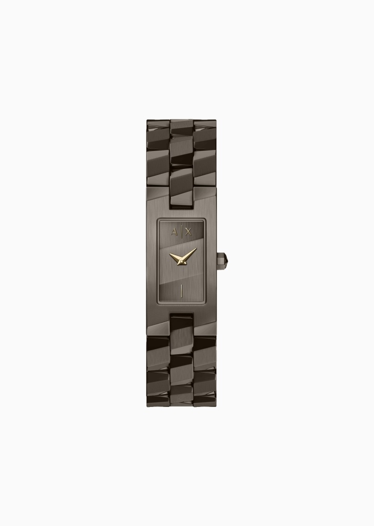 ARMANI EXCHANGE 女士矩形表盘钢带简约双针石英腕表