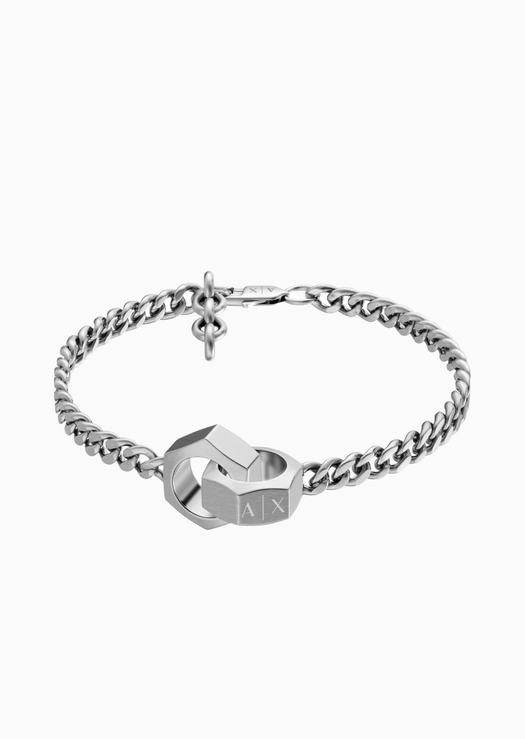 ARMANI EXCHANGE 男士钢质古巴链龙虾扣潮流时尚手链