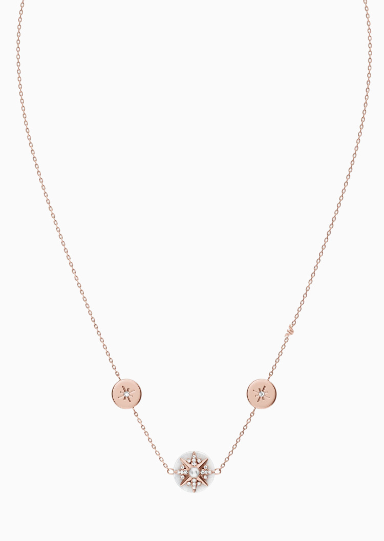 Emporio Armani 女士星芒吊坠圆形铭牌龙虾扣项链
